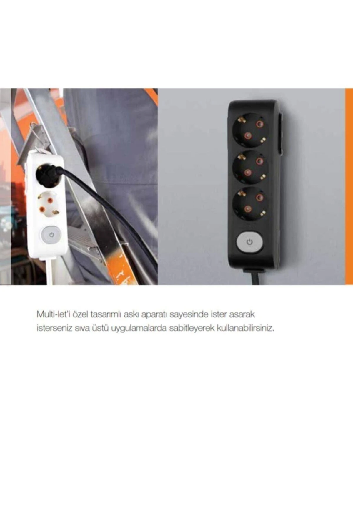 Multi-Let 3’lü Anahtarlı Çocuk Korumalı Grup Priz 2 Metre